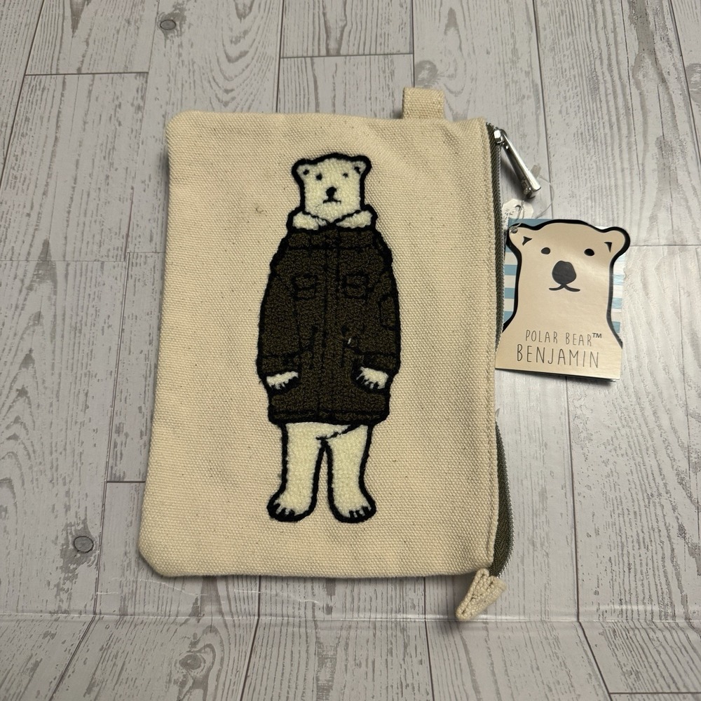 Polar Bear Benjamin Embroidered Canvas Zipper Pen Pouch Tokyo Japan Parka Jacket